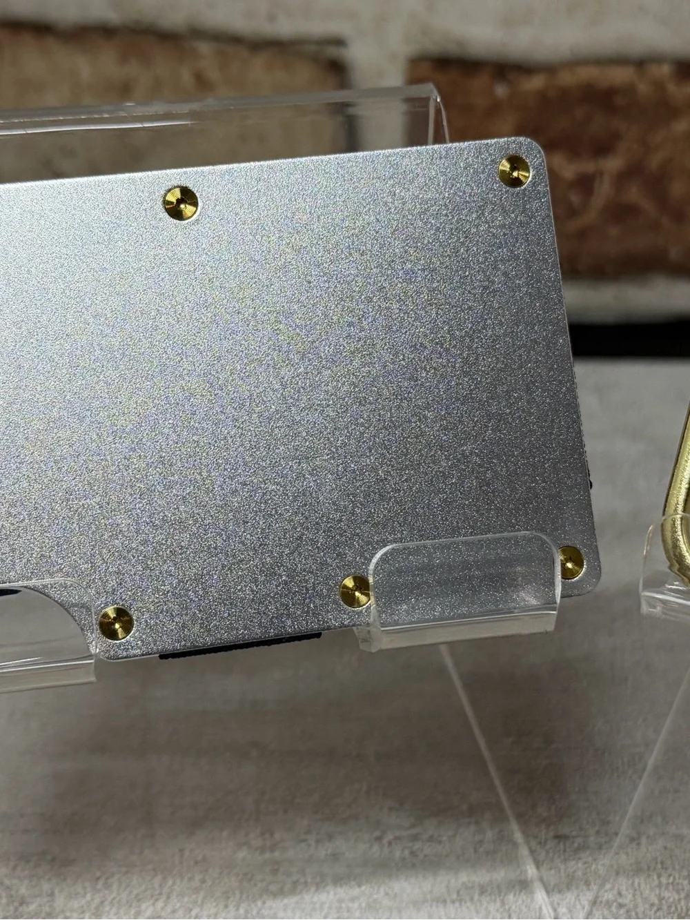 MINIMALIST WALLET | SIlVER w/RIDGE GLD PVD SCREWS +KEYCHAIN